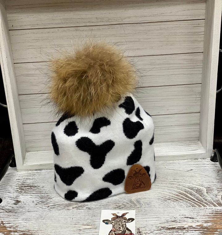 Cow Pom Beanie