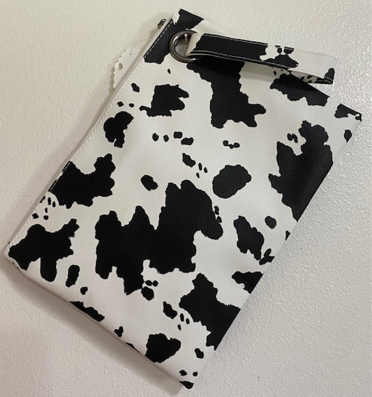 Black & White Cow Print Handbag / Oversized Clutch