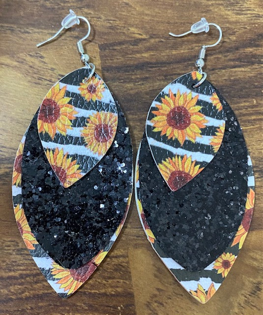 Sunflower Stacked Double Sided Petal Earrings